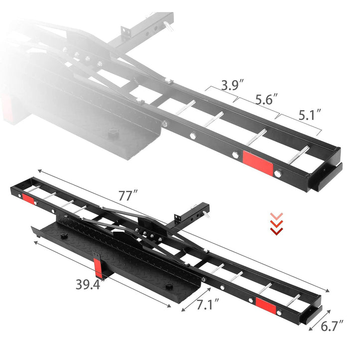 Hitch Mount Motorcycle Carrier Dirt Bike Scooter Carrier with Loading Ramp Wheel Lock 2" Receiver