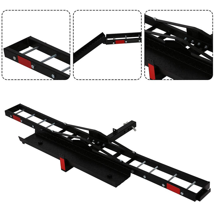 Hitch Mount Motorcycle Carrier Dirt Bike Scooter Carrier with Loading Ramp Wheel Lock 2" Receiver