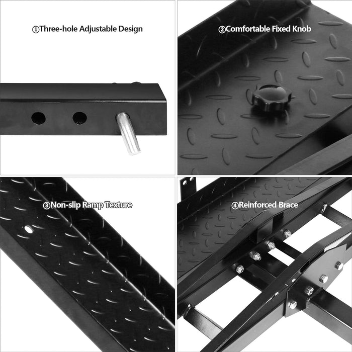 Hitch Mount Motorcycle Carrier Dirt Bike Scooter Carrier with Loading Ramp Wheel Lock 2" Receiver