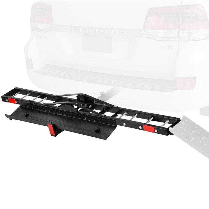 Hitch Mount Motorcycle Carrier Dirt Bike Scooter Carrier with Loading Ramp Wheel Lock 2" Receiver