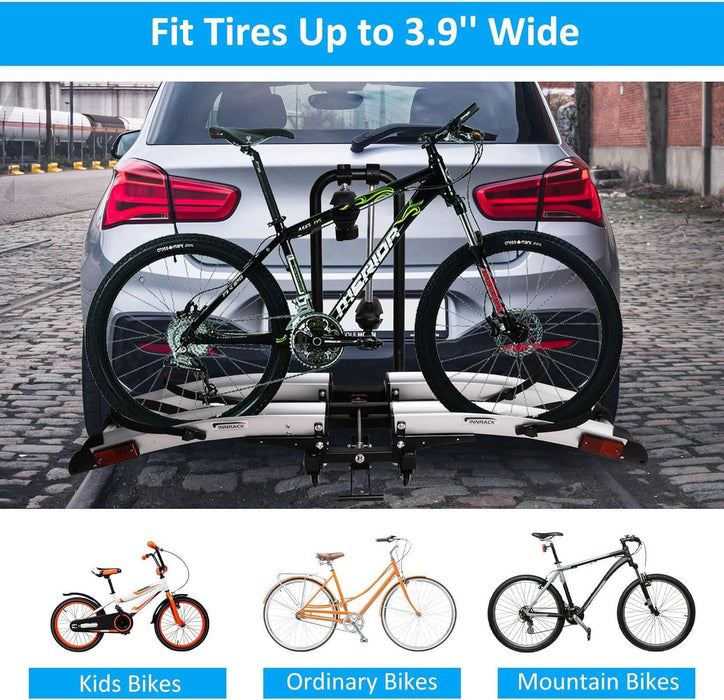 Hitch Bike Rack for 2 Bikes with Wheels Foldable Platform Style Bicycle Car Racks