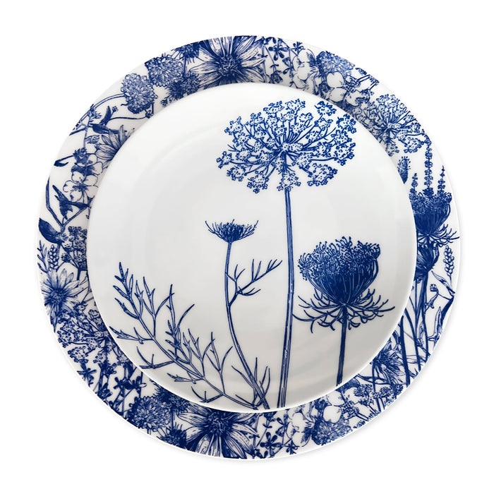 Summer Blues Rimmed Dinner Plate