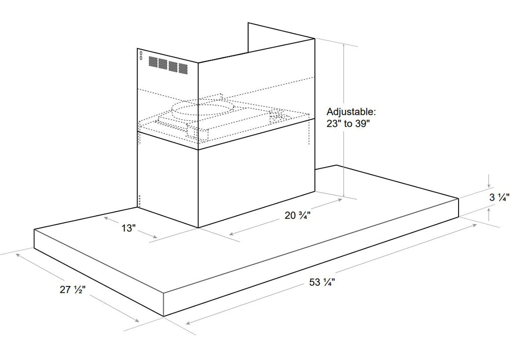 54" 1000 CFM Wall Mount Range Hood - SV200Z