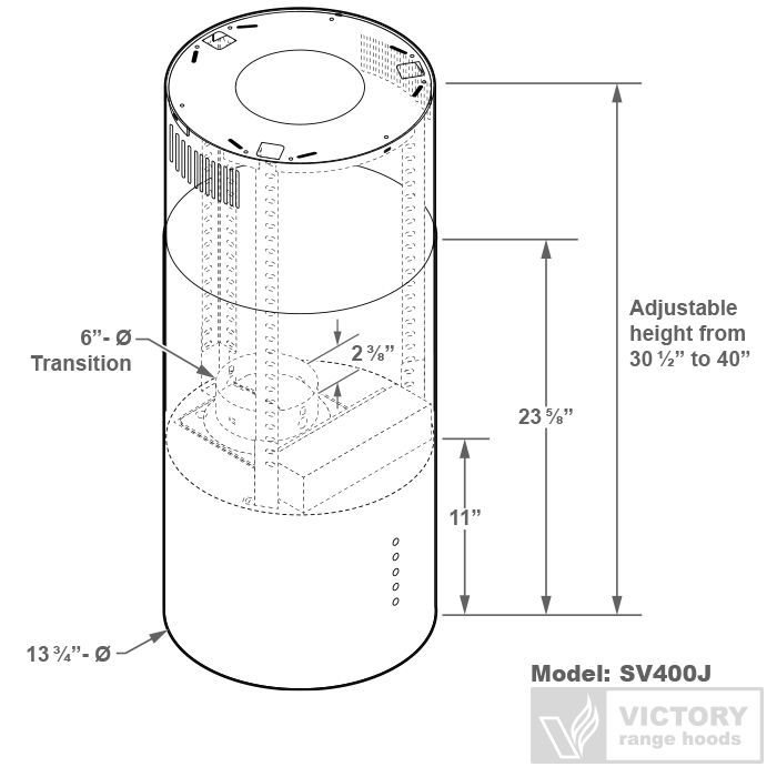 Modern Cylinder Round Island Range Hood - VICTORY SV400J
