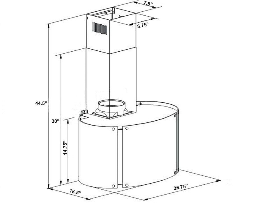 27 Inch 600 CFM Wall Mount Range Hood with Glass LED Panels - VICTORY SV900