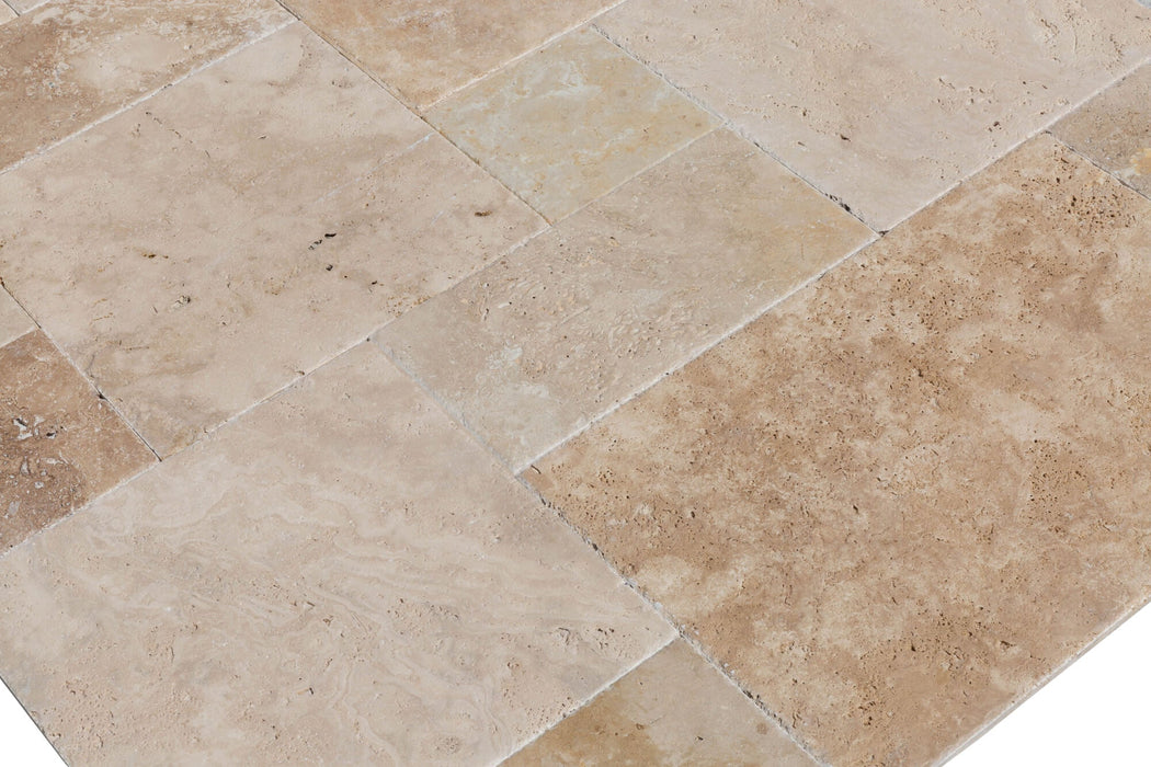 Scott Rustic Antique Pattern Brushed, Chiseled, and Unfilled Travertine Tile - Livfloors Collection
