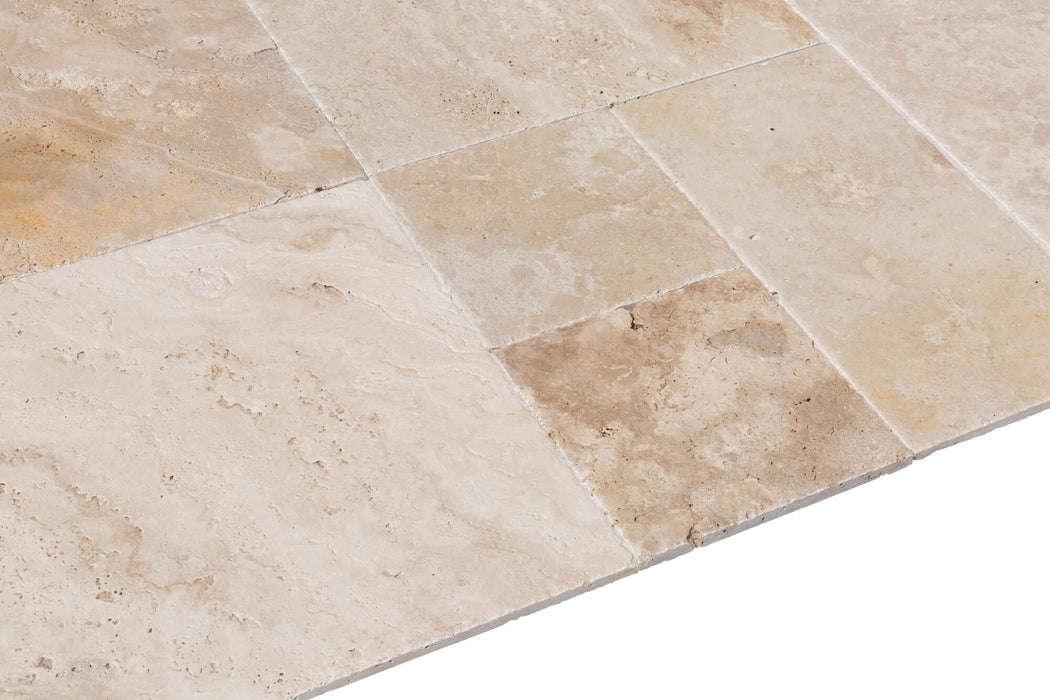 Scott Rustic Antique Pattern Brushed, Chiseled, and Unfilled Travertine Tile - Livfloors Collection
