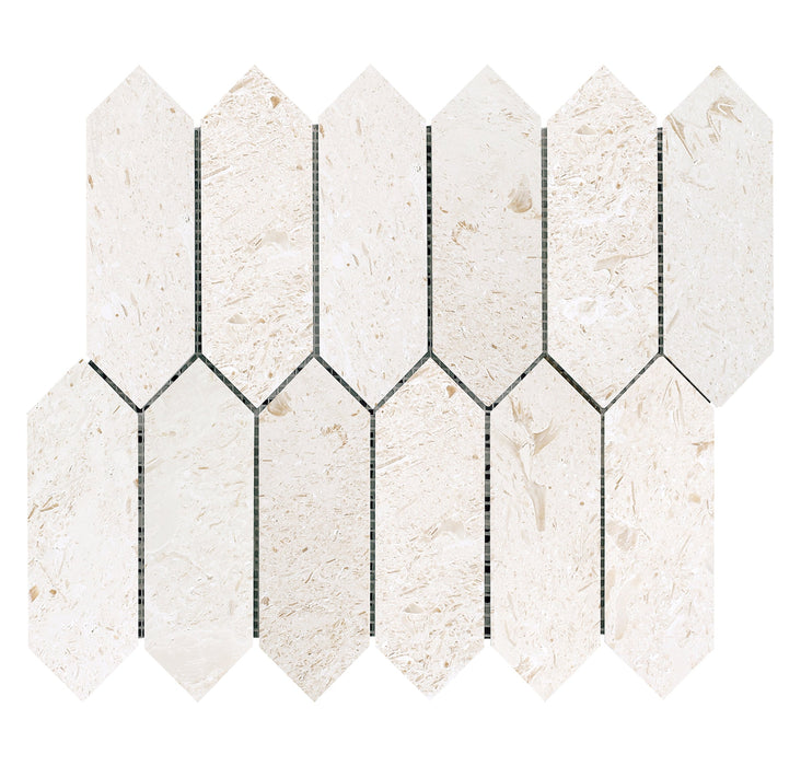 Shell Stone Limestone Strada Design on 12" x 12" Mesh Mosaic Tile - Belair Collection