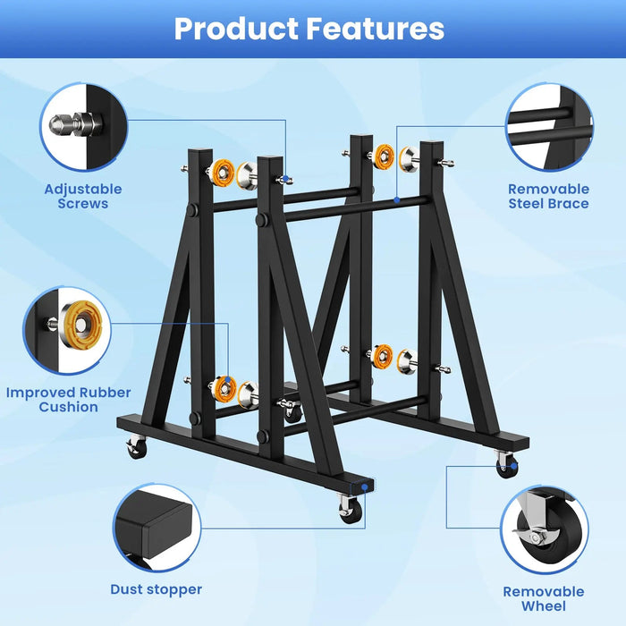 Showroom Display Rack with Wheel for Heavy-Duty Doors, Wood Slabs, and Tiles