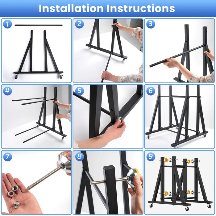 Showroom Display Rack with Wheel for Heavy-Duty Doors, Wood Slabs, and Tiles