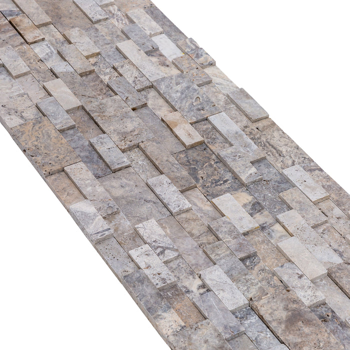 Silver Ledger 3D Panel 6"x24" Natural Travertine Wall Tile - Belair Collection