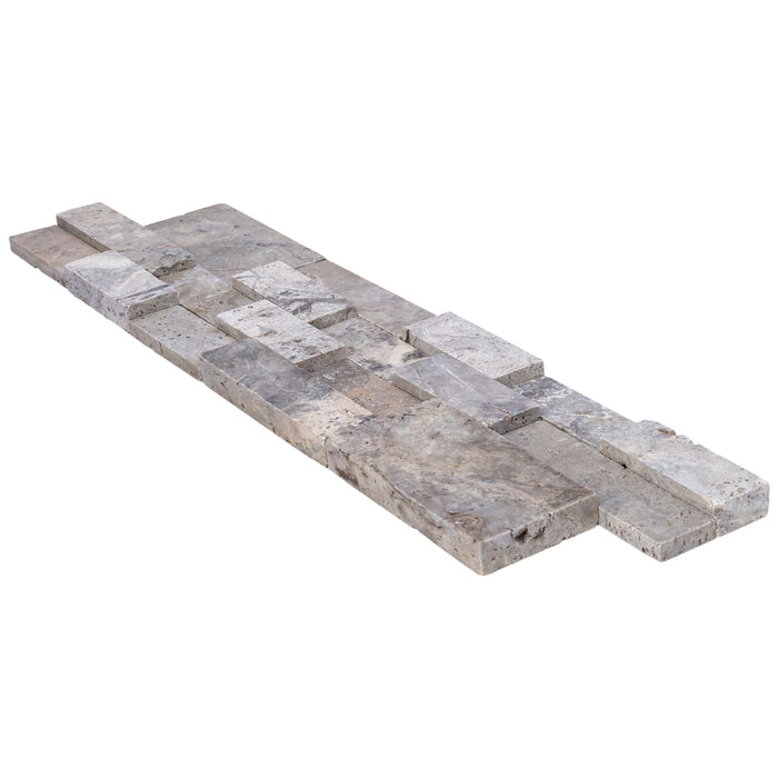Silver Ledger 3D Panel 6"x24" Natural Travertine Wall Tile - Belair Collection