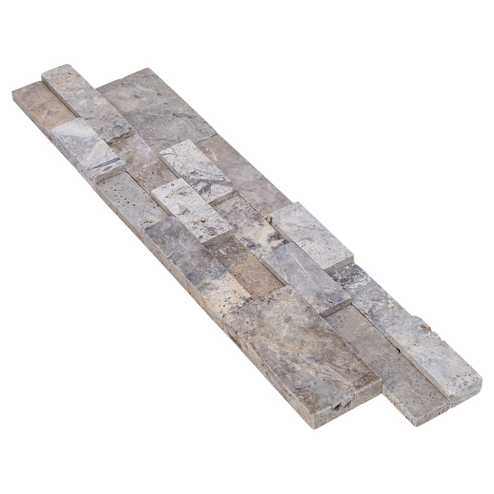 Silver Ledger 3D Panel 6"x24" Natural Travertine Wall Tile - Belair Collection