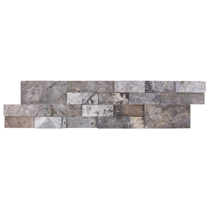 Silver Ledger 3D Panel 6"x24" Natural Travertine Wall Tile - Belair Collection