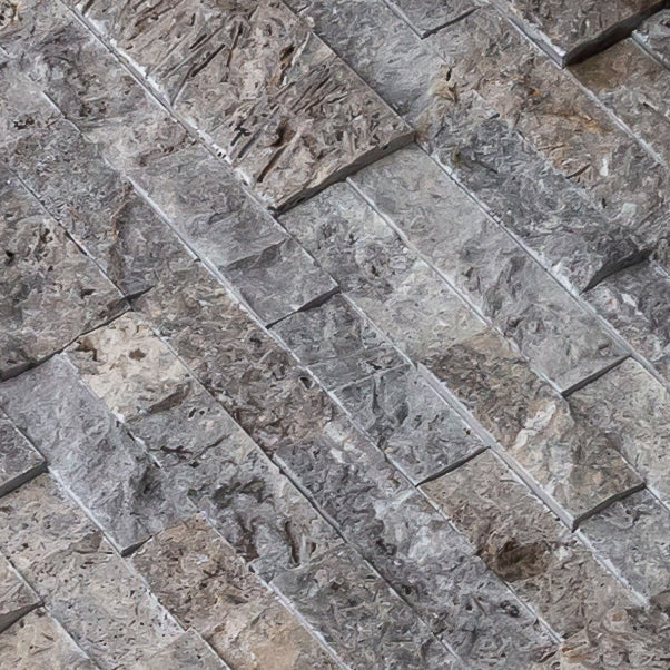 Silver Ledger 3D Panel 6"x24" Natural Travertine Wall Tile - Belair Collection
