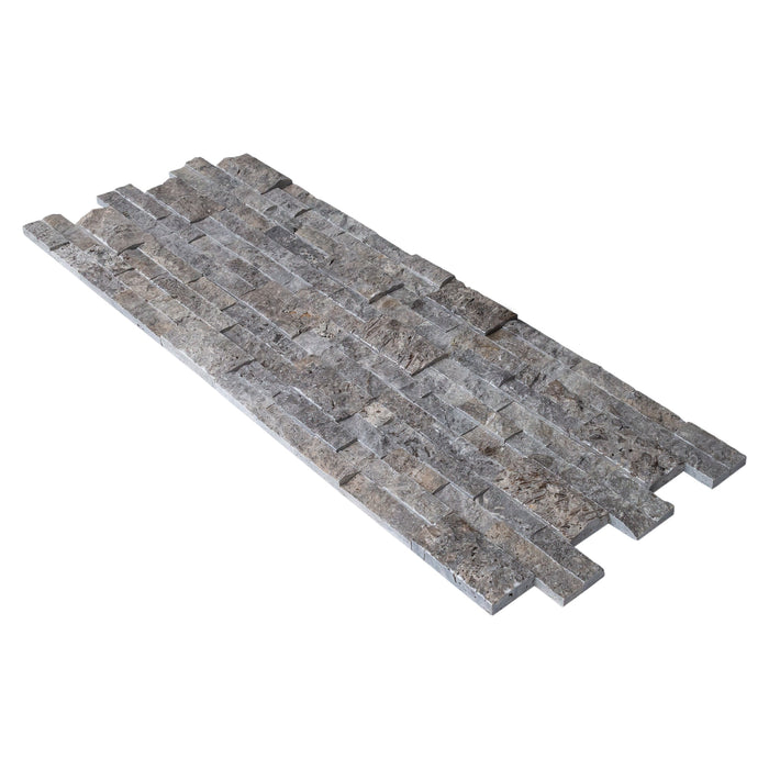 Silver Ledger 3D Panel 6"x24" Natural Travertine Wall Tile - Belair Collection