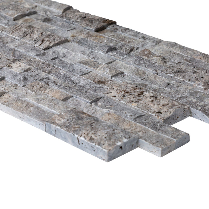 Silver Ledger 3D Panel 6"x24" Natural Travertine Wall Tile - Belair Collection