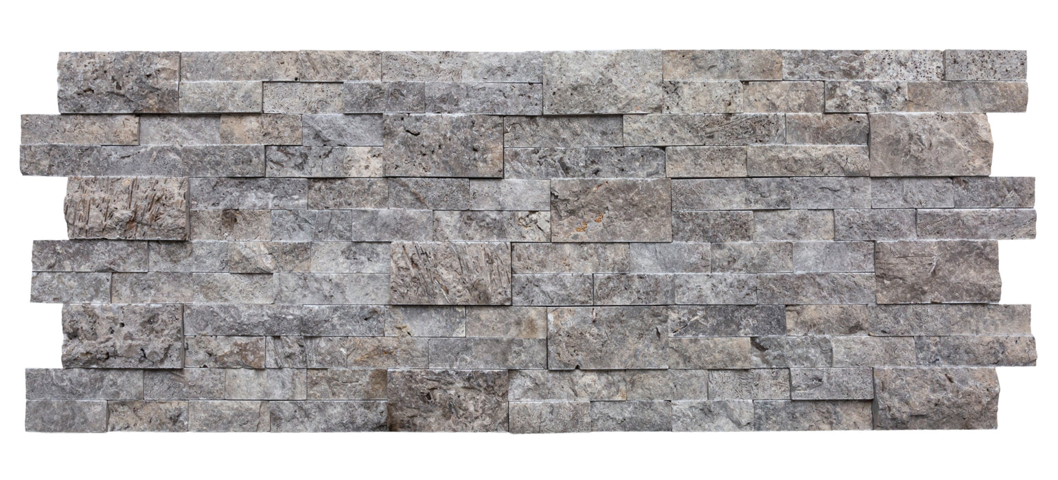 Silver Ledger 3D Panel 6"x24" Natural Travertine Wall Tile - Belair Collection