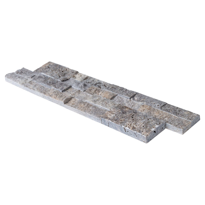 Silver Ledger 3D Panel 6"x24" Natural Travertine Wall Tile - Belair Collection