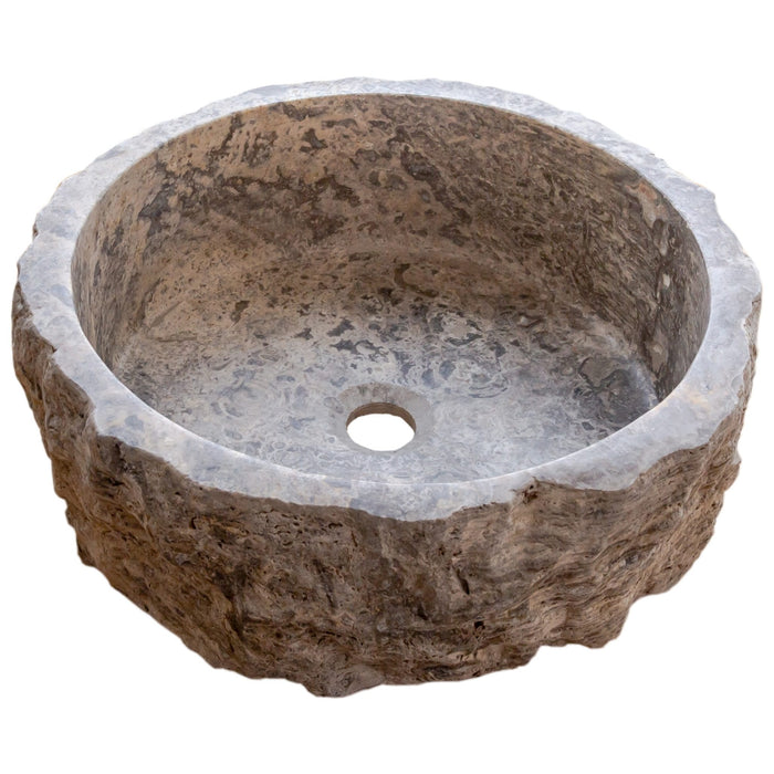 Silver Travertine Rustic Stone Above Vanity Bathroom Sink (D)16" (H)6"