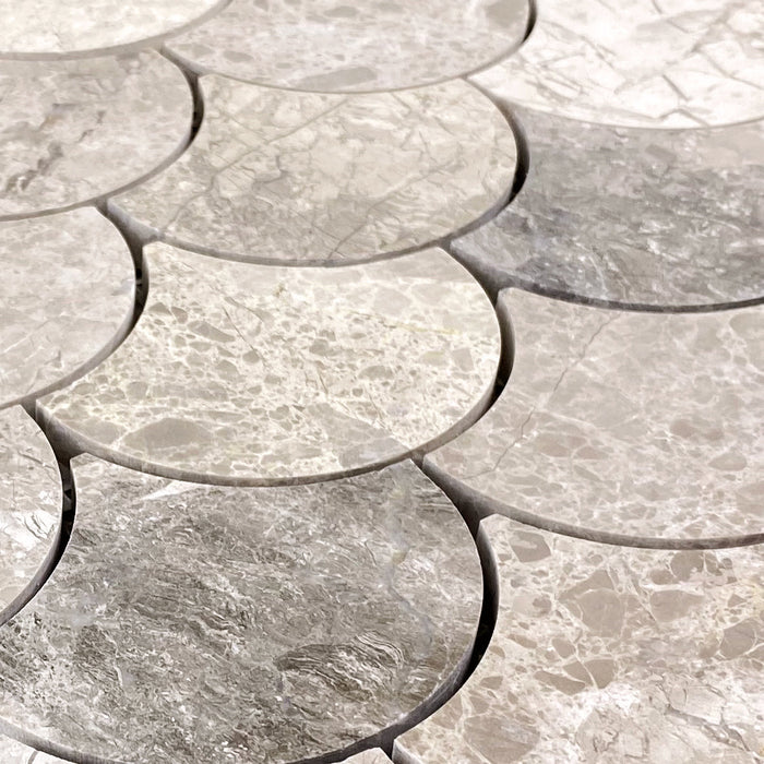 Silver Shadow Marble Laguna on 12" x 12" Mesh Mosaic Tile - Belair Collection