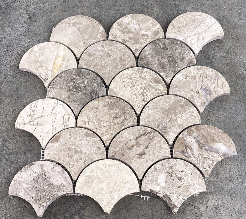 Silver Shadow Marble Laguna on 12" x 12" Mesh Mosaic Tile - Belair Collection