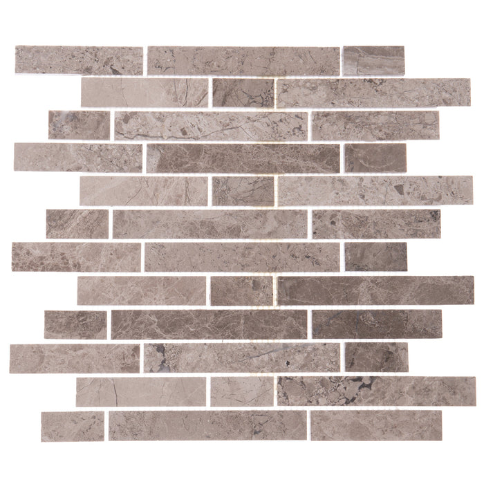 Silver Shadow Marble Liner on 12" x 12" Mesh Mosaic Tile - Belair Collection