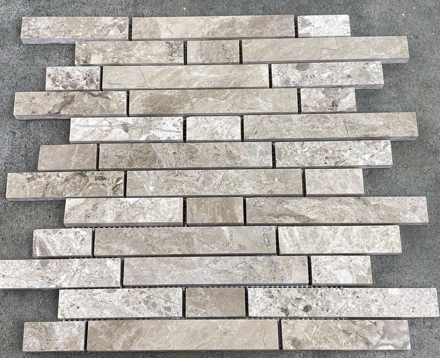 Silver Shadow Marble Liner on 12" x 12" Mesh Mosaic Tile - Belair Collection