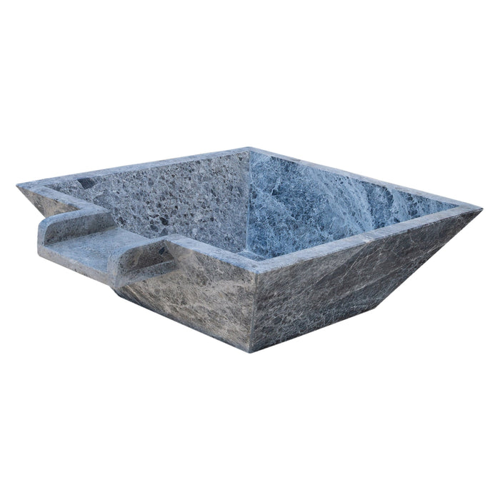 Silver Shadow Marble Natural Stone Pool Square Cascade Water Bowl - Belair Collection