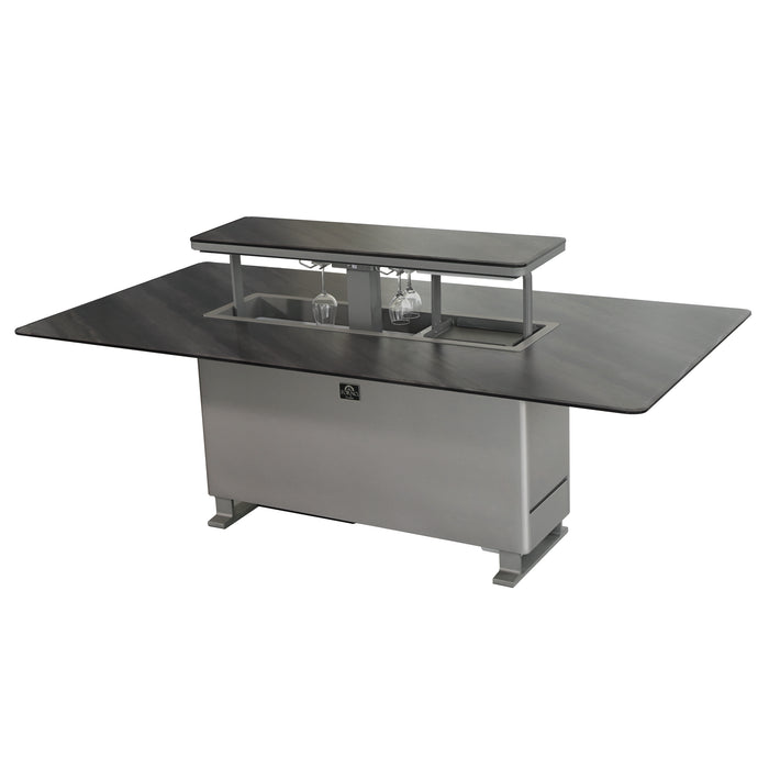 Cinetico Smart Dining Table, Midnight Marble, 5.3 cu.ft fridge and freezer with Bluetooth control