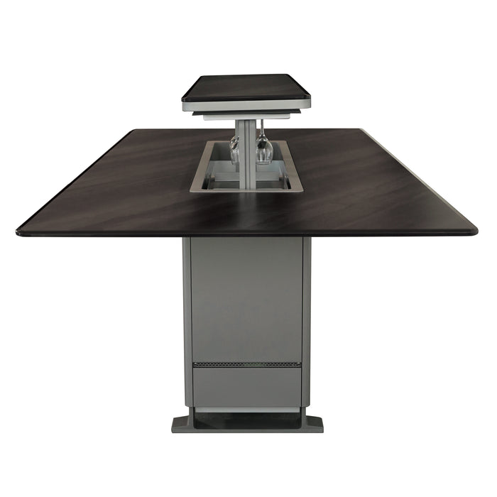 Cinetico Smart Dining Table, Midnight Marble, 5.3 cu.ft fridge and freezer with Bluetooth control