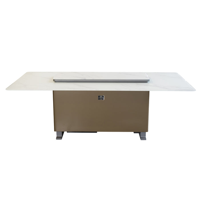Cinetico Smart Dining Table in White, 5.3 cu.ft fridge and freezer with Bluetooth control