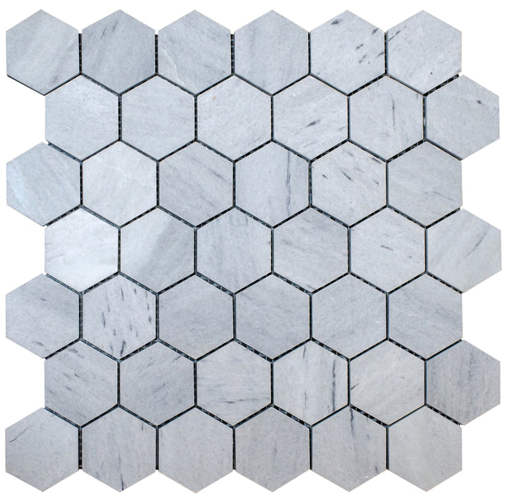 Solto White Marble 2" Hexagon on 12" x 12" Mesh Mosaic Tile - Belair Collection