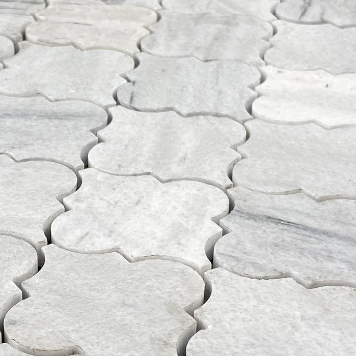 Solto White Marble Casablanca on 12" x 12" Mesh Mosaic Tile - Belair Collection