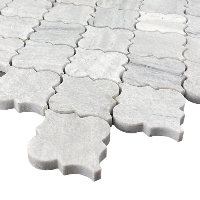 Solto White Marble Casablanca on 12" x 12" Mesh Mosaic Tile - Belair Collection
