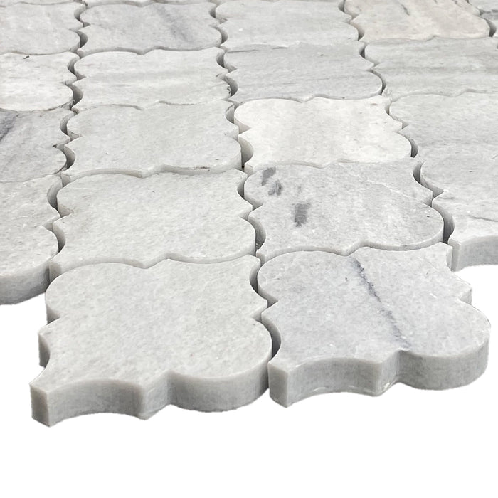 Solto White Marble Casablanca on 12" x 12" Mesh Mosaic Tile - Belair Collection