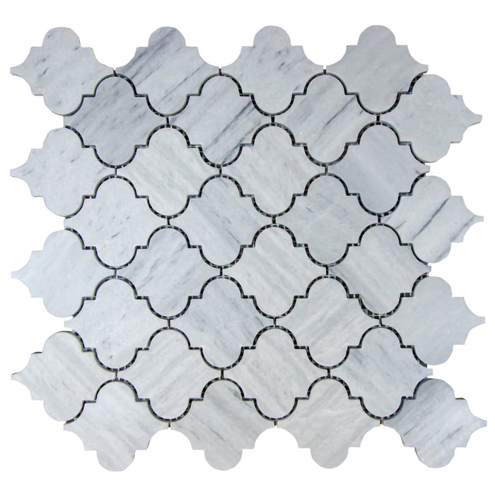 Solto White Marble Casablanca on 12" x 12" Mesh Mosaic Tile - Belair Collection