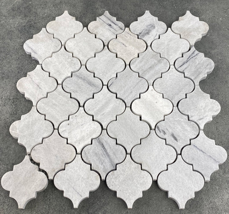 Solto White Marble Casablanca on 12" x 12" Mesh Mosaic Tile - Belair Collection