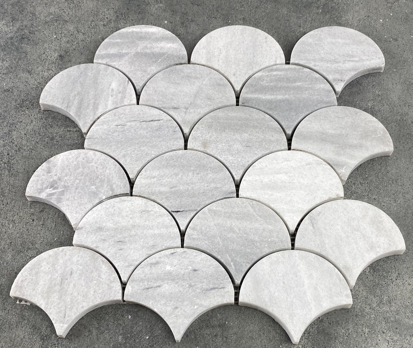 Solto White Marble Laguna on 12" x 12" Mesh Mosaic Tile - Belair Collection