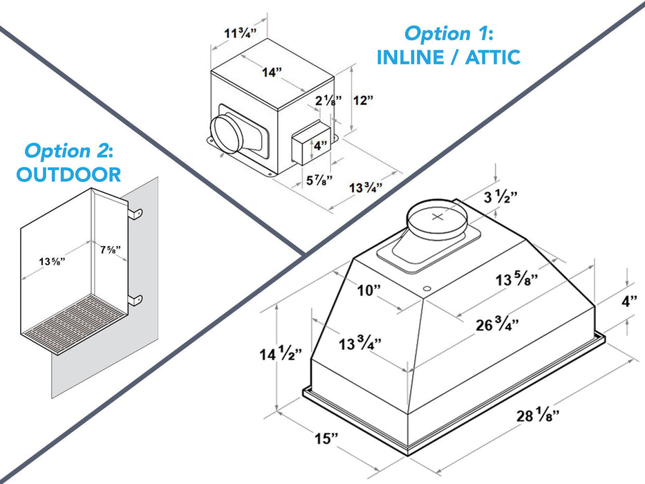 30 Inch Range Hood Insert with 450/600 CFM Remote Blower  - VICTORY Q2