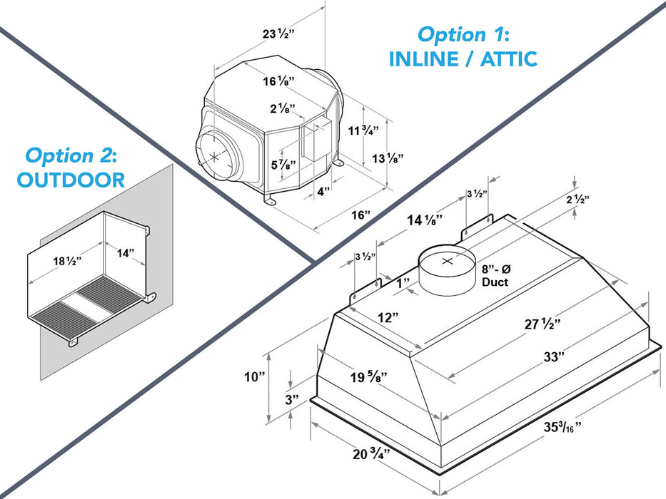 36 Inch Range Hood Insert with 1000 CFM Remote Blower - VICTORY Star