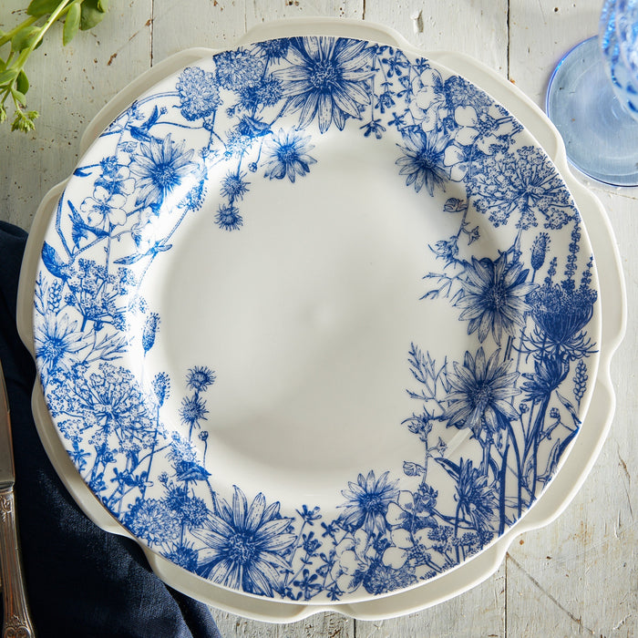 Summer Blues Rimmed Dinner Plate