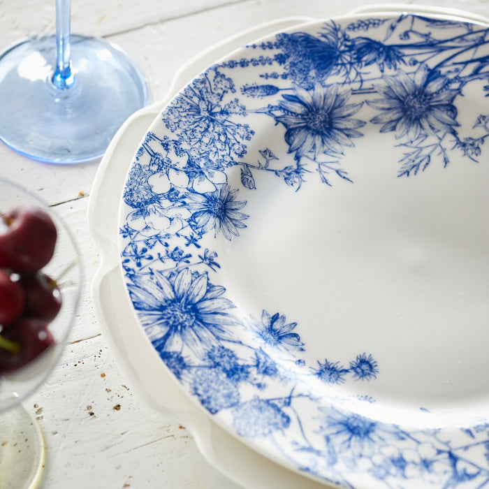 Summer Blues Rimmed Dinner Plate