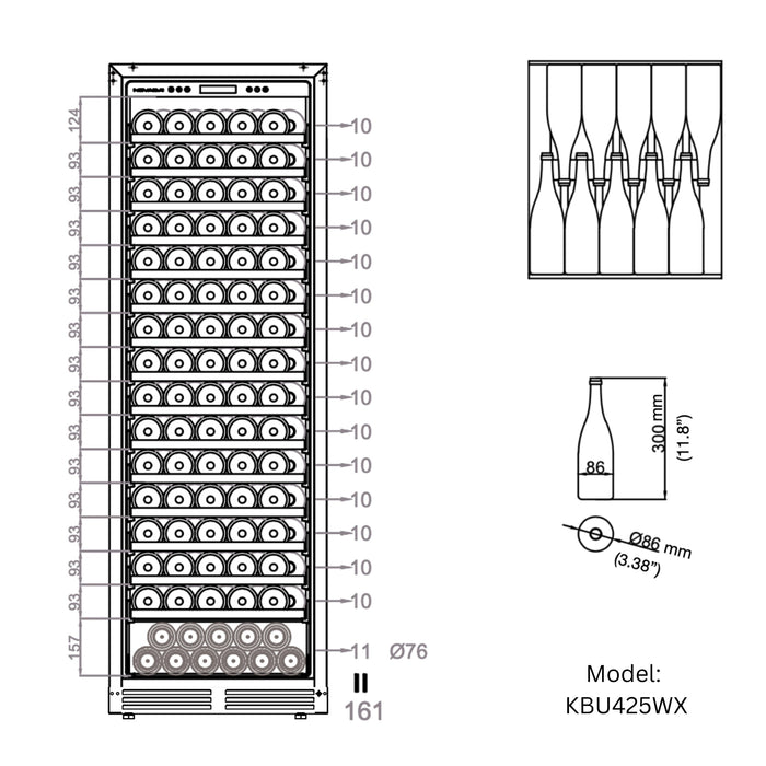 72-Inch Upright Single-Zone Wine Cooler