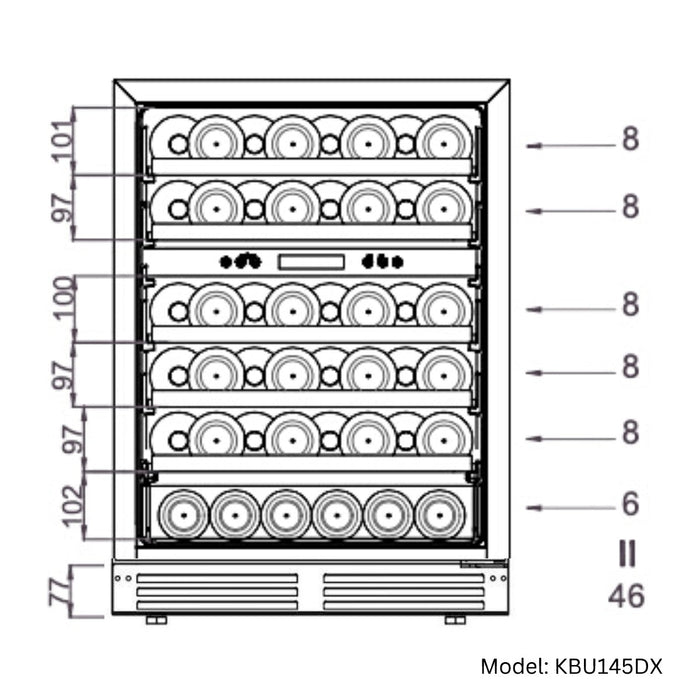 Dual Zone 24 Inch Under Counter LOW-E Glass Door Wine Cooler