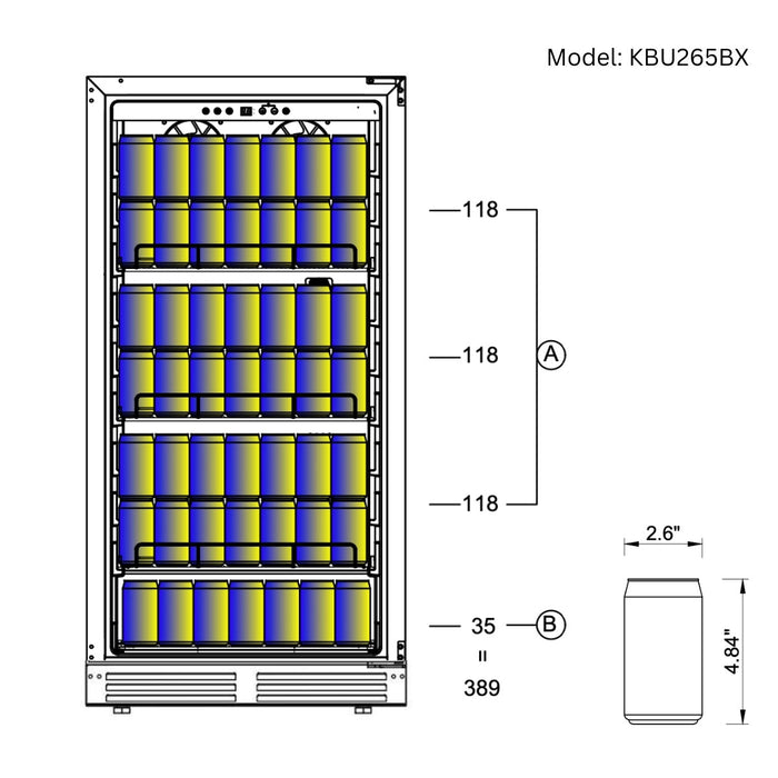 389 Cans Capacity Upright Beverage Refrigerator With Low-E Glass Door