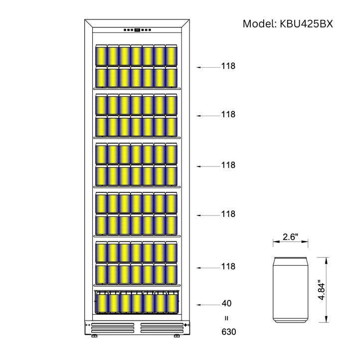 Large Beverage Refrigerator With Low-E Glass Door