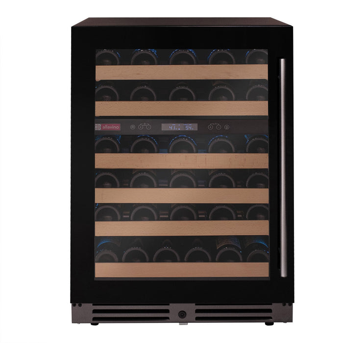 Reserva Series 50 Bottle 34" Tall Dual Zone Left Hinge Black Glass Wine Cooler Refrigerator