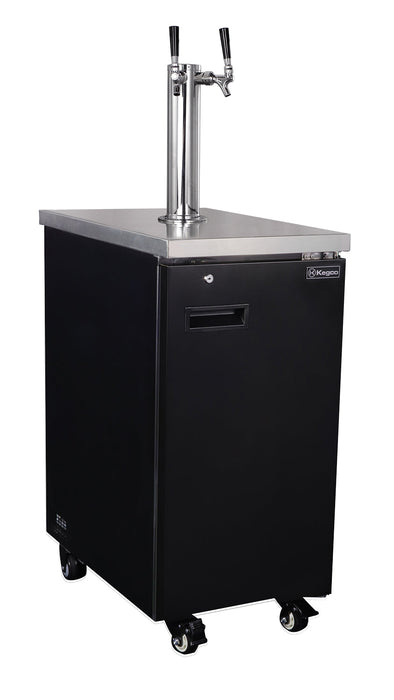 Slim 18" Wide Dual Tap Black Commercial Kegerator