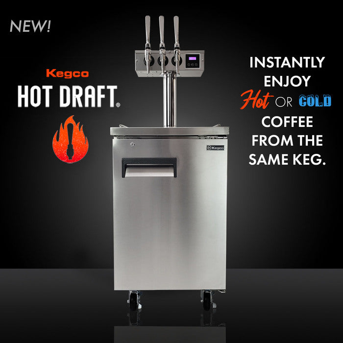 Kegco TCK-HDT-3B Triple Faucet Commercial Kegerator Hot Draft ® Tap Coffee Keg Dispenser - Black